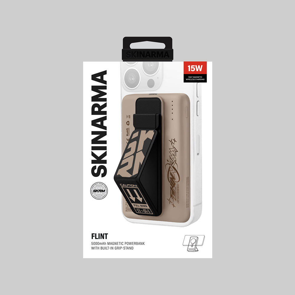 Skinarma Flint Kablosuz ve PD Hızlı Şarj Özellikli Grip Standlı Taşınabilir Powerbank 20W 5000mAh Skinarma Flint Kablosuz ve PD Hızlı Şarj Özellikli Grip Standlı Taşınabilir Powerbank 20W 5000mAh